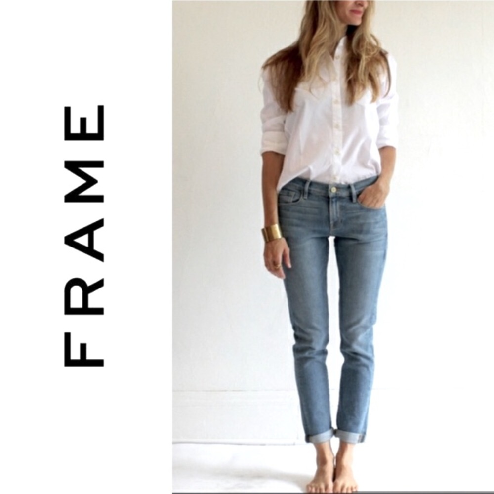 FRAME Denim Le Boy Zip Hem Ankle Crop BF Jeans